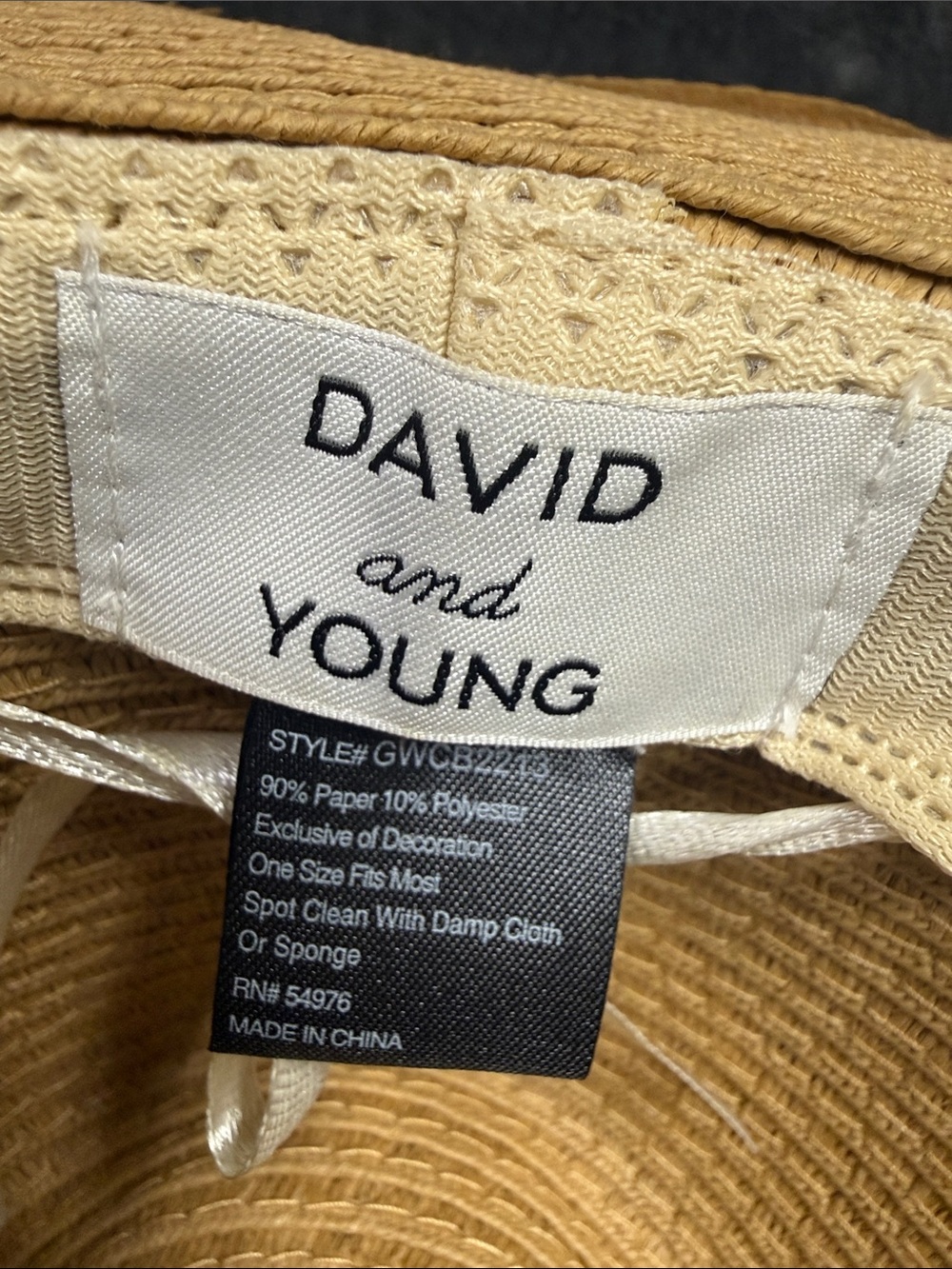 David and Young Tan Straw Sun Hat with Braided Band - Picture 2 of 4